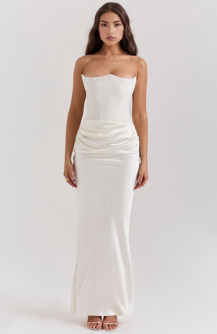 Camille | Women's Wedding Guest Lace Strapless Dress Evening