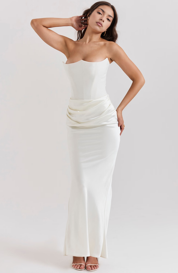 Camille | Women's Wedding Guest Lace Strapless Dress Evening