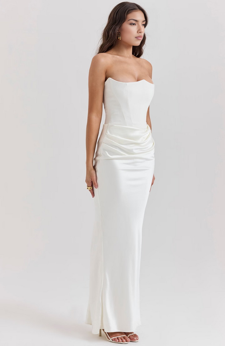 Camille | Women's Wedding Guest Lace Strapless Dress Evening