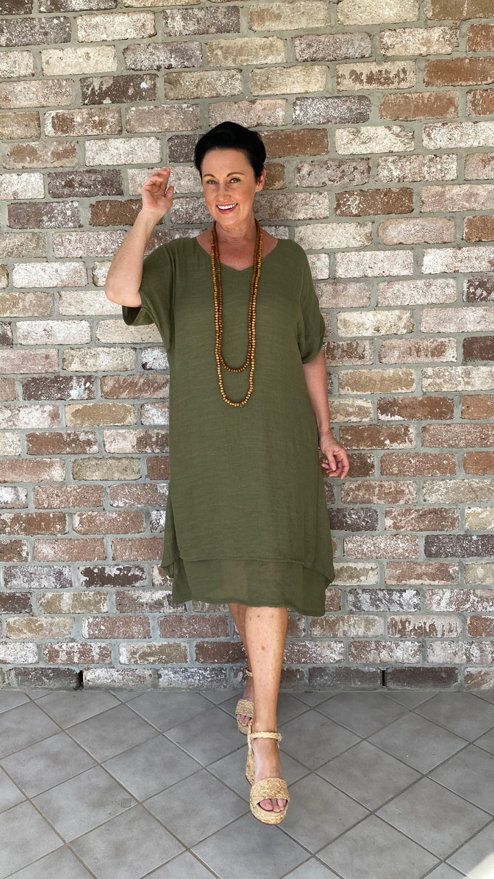 Ximena | Chelsea Olive Midi Dress