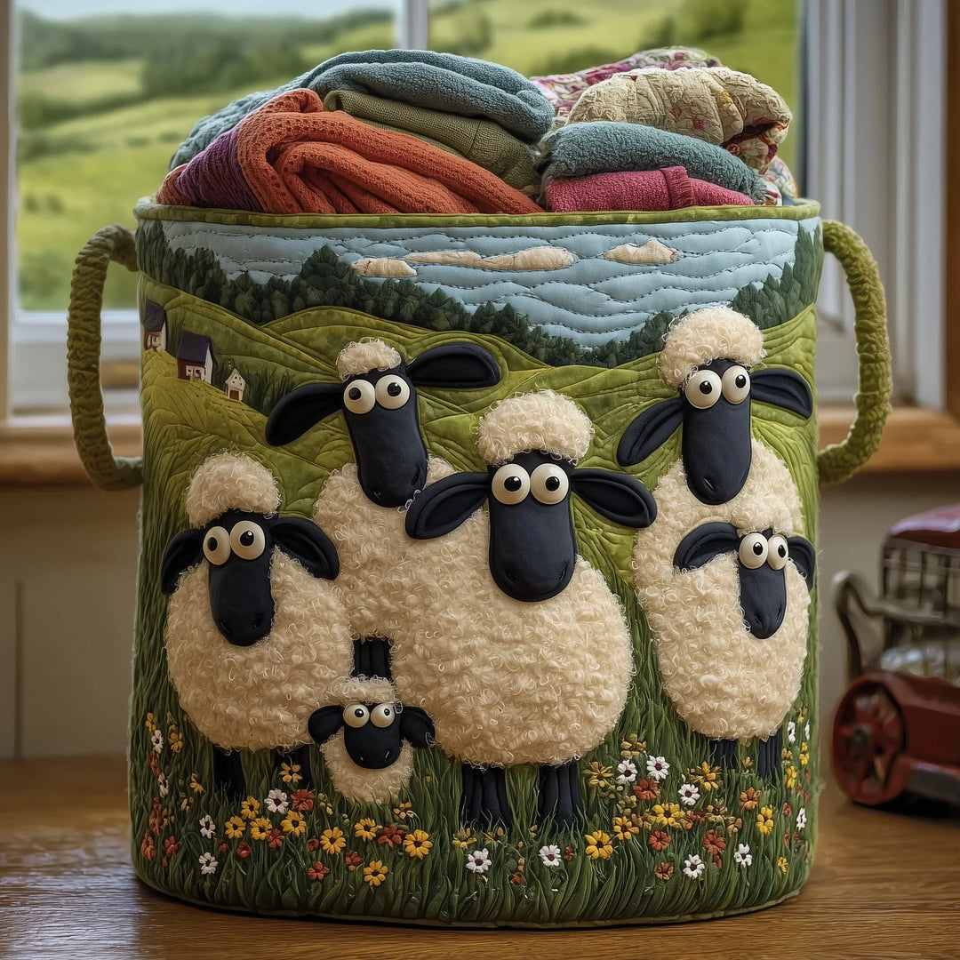 Sheep Worl | Quilted Laundry Basket