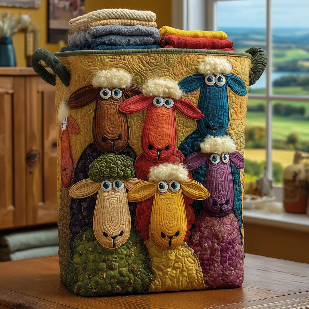 Sheep Worl | Quilted Laundry Basket