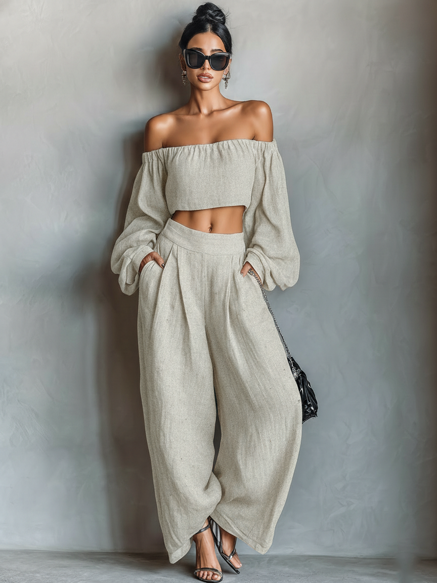 Eliza | Linen Blend Strapless Long-sleeved
