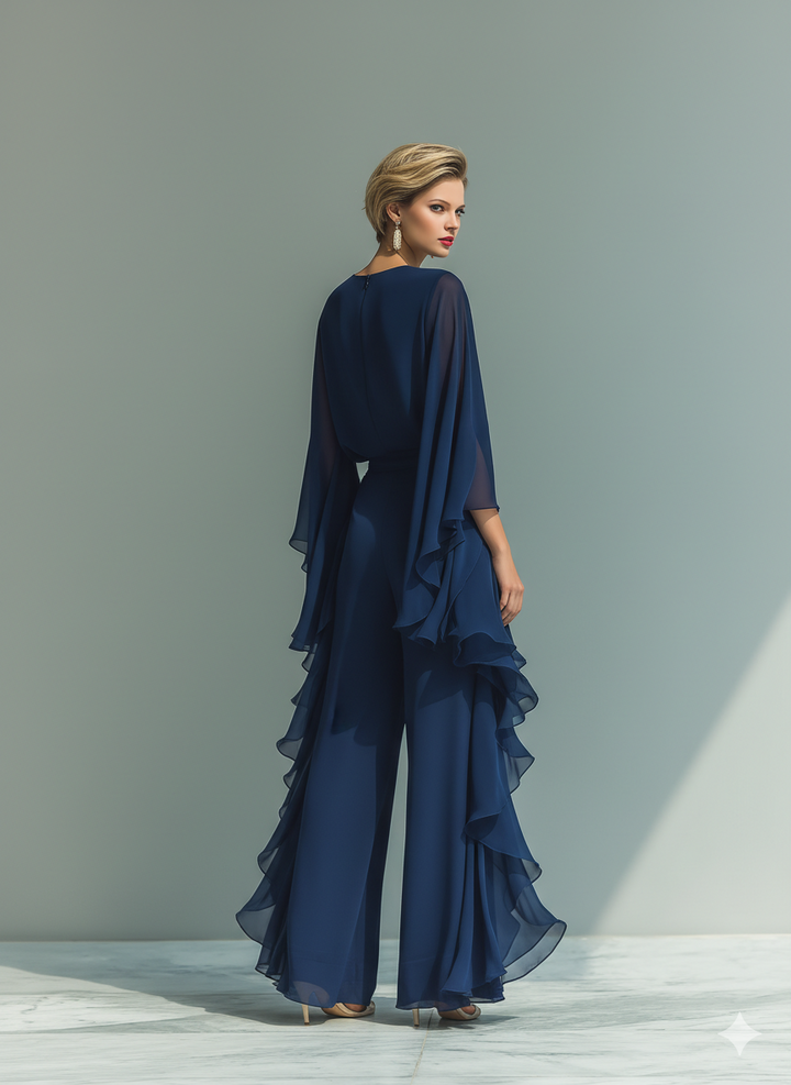Dawn | Navy Blue Chiffon Top