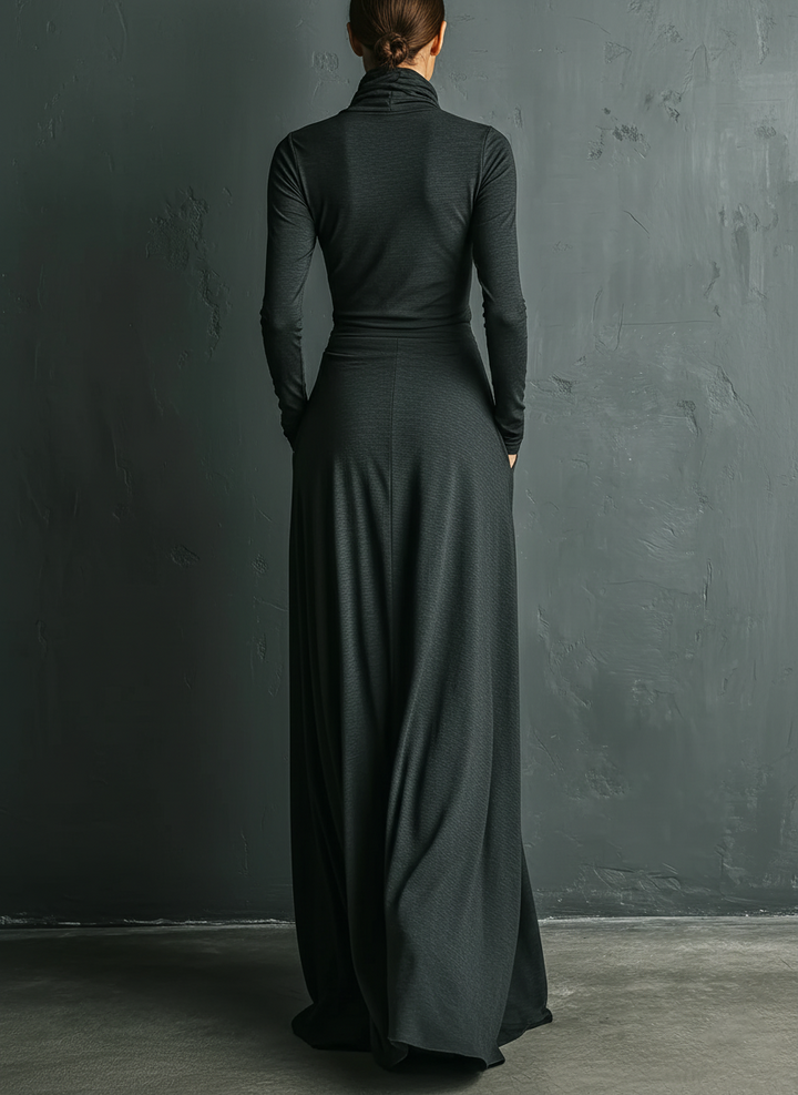 Rosie | Charcoal Elegant Stretch Polyester-Cotton