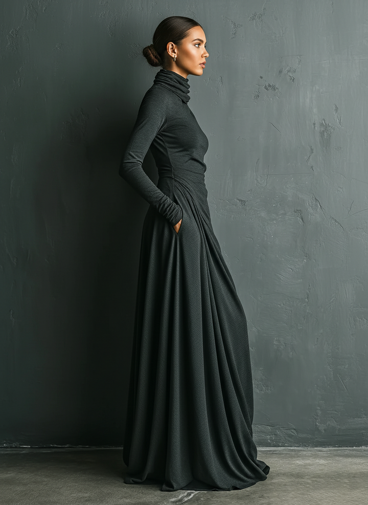 Rosie | Charcoal Elegant Stretch Polyester-Cotton