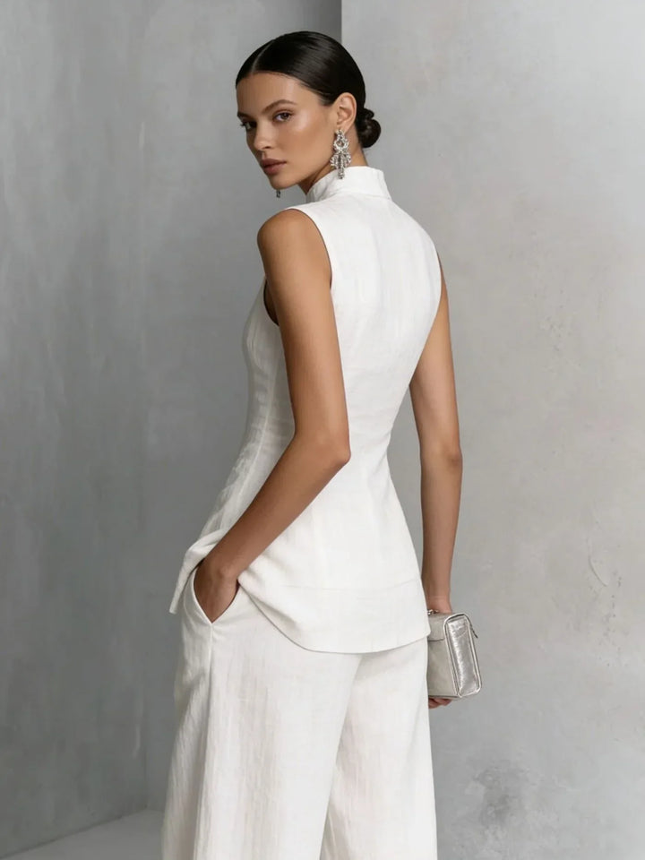 Francesca | High-Collar Wide-Leg Two-Piece Set