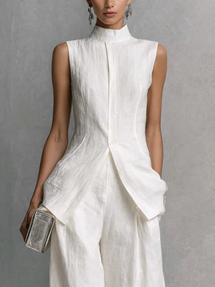 Marina | Stand-Collar Button Two-Piece Set