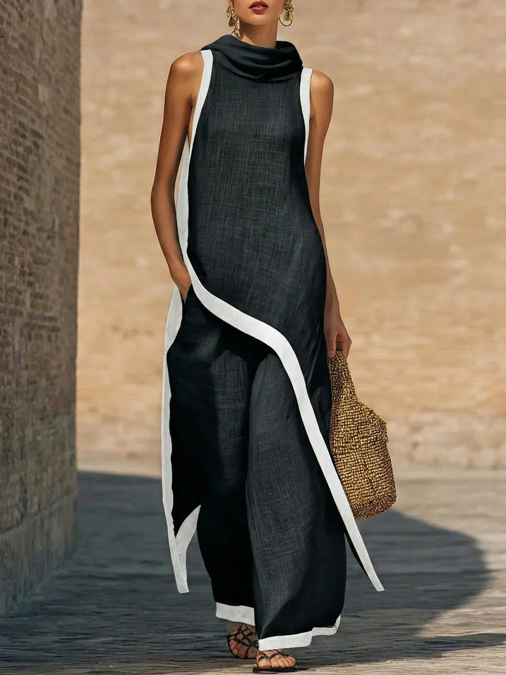 Vivienne | Contrast Trim Tunic & Wide-Leg Set