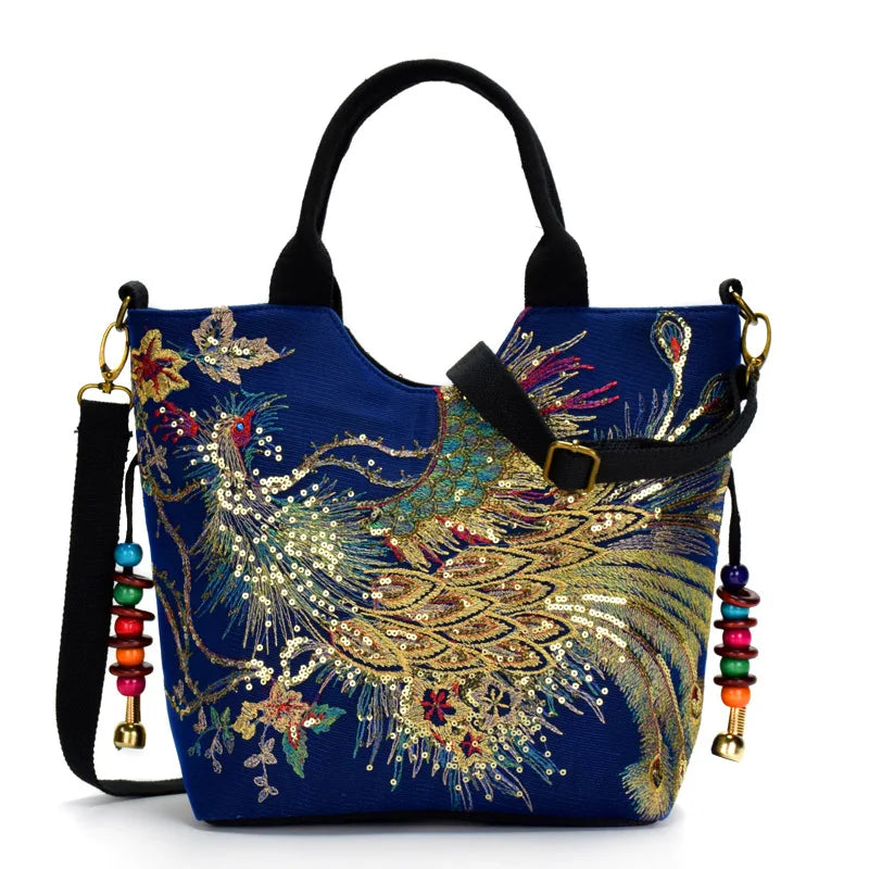 Diana | Blue Sequins Ethnic Tote