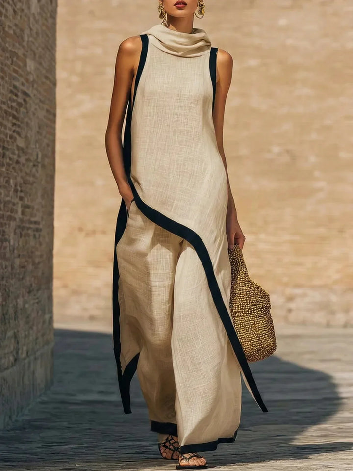 Vivienne | Contrast Trim Tunic & Wide-Leg Set