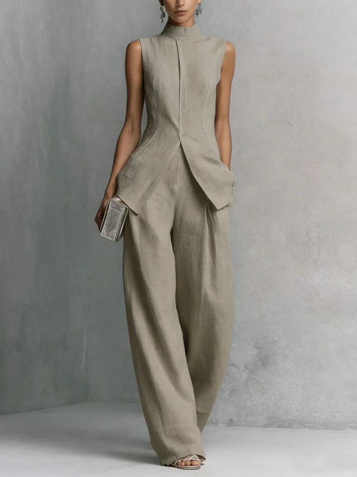 Francesca | High-Collar Wide-Leg Two-Piece Set