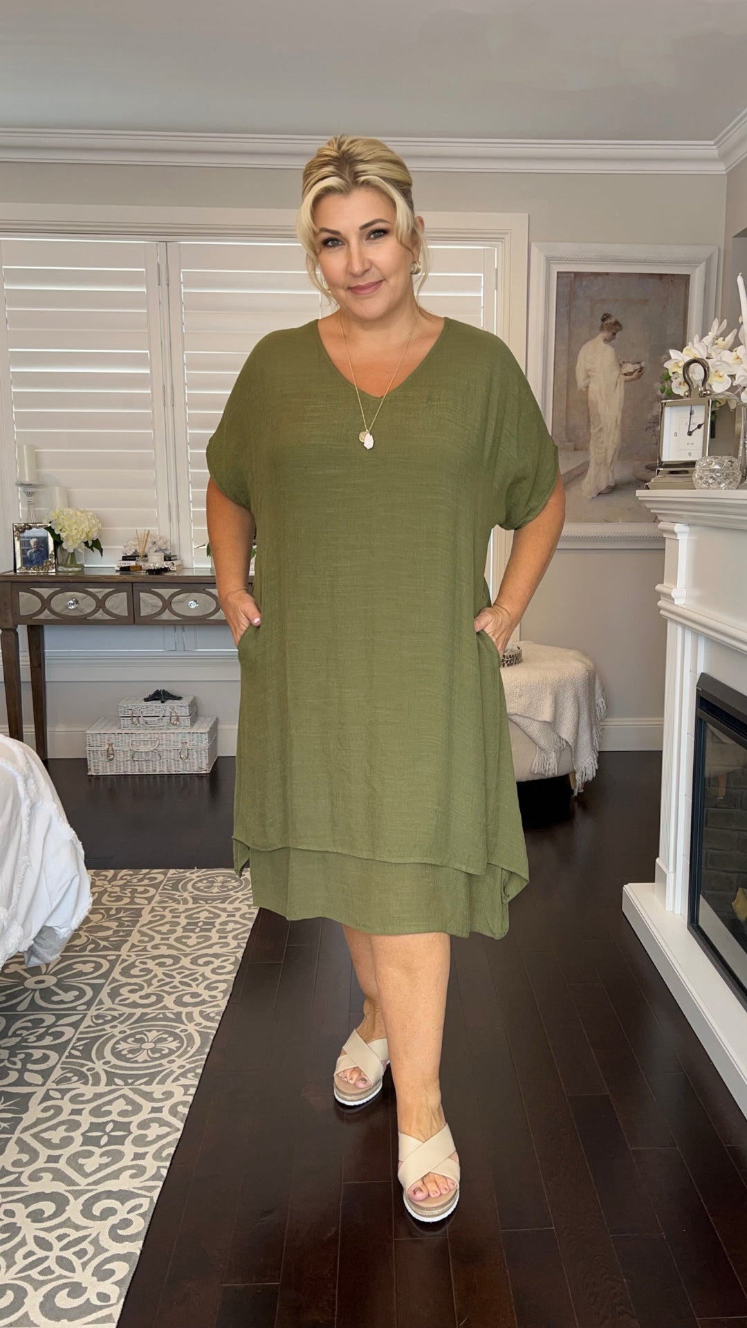 Ximena | Chelsea Olive Midi Dress