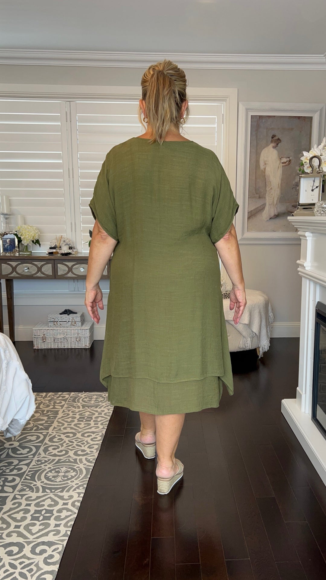 Ximena | Chelsea Olive Midi Dress