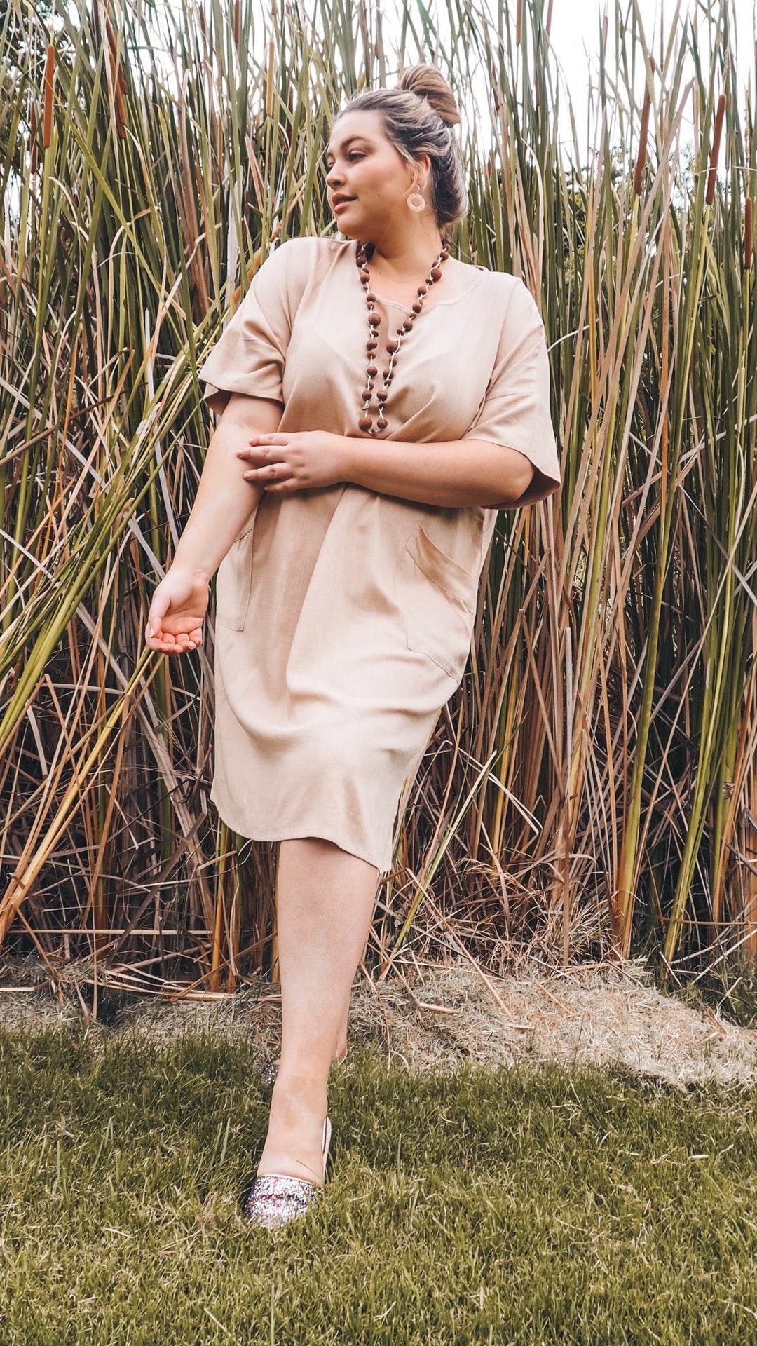 Yasmin | Shift Linen Midi Dress