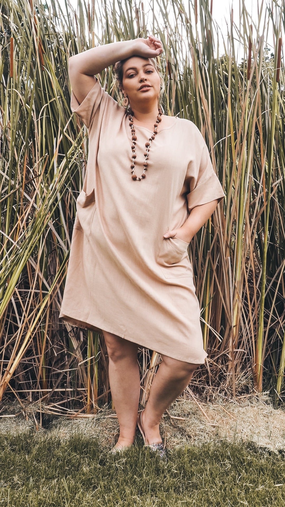 Yasmin | Shift Linen Midi Dress