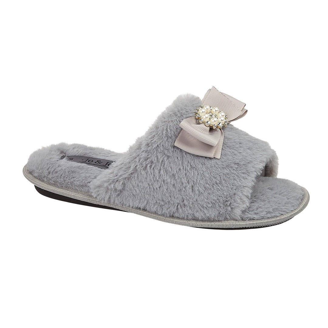 Cassandra | Faux Fur Open Toe Sliders