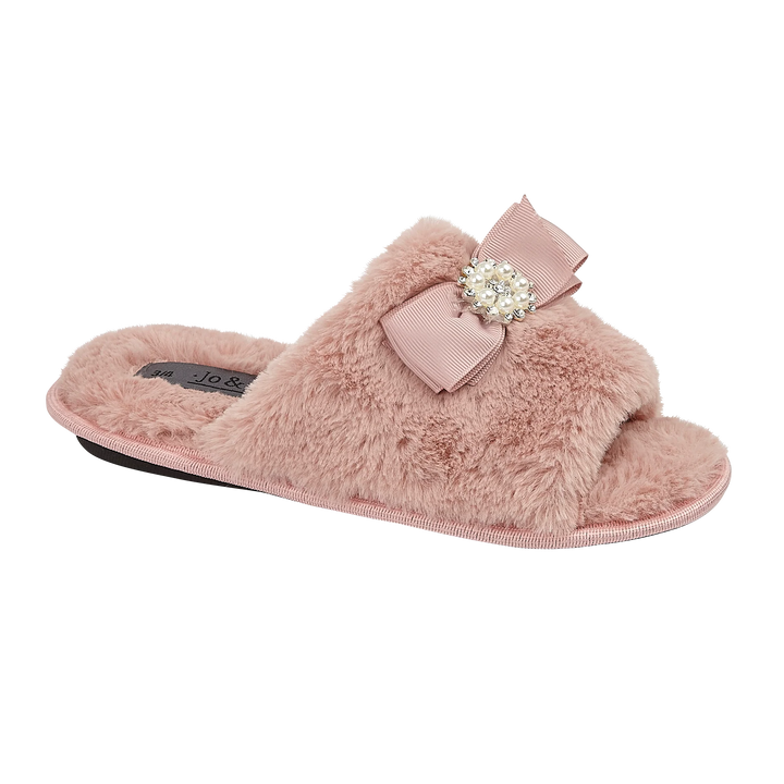 Cassandra | Faux Fur Open Toe Sliders