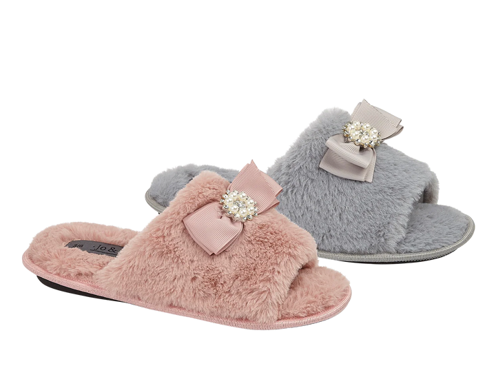 Cassandra | Faux Fur Open Toe Sliders