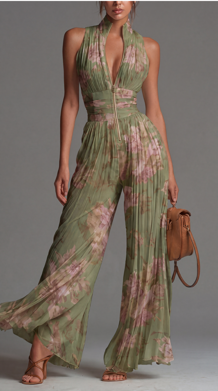 Aurora | Floral Pleated Chiffon Romper