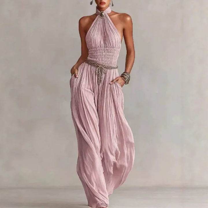 Georgina | Chiffon Pleated Halter Romper