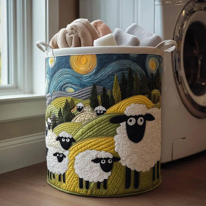 Sheep Worl | Quilted Laundry Basket