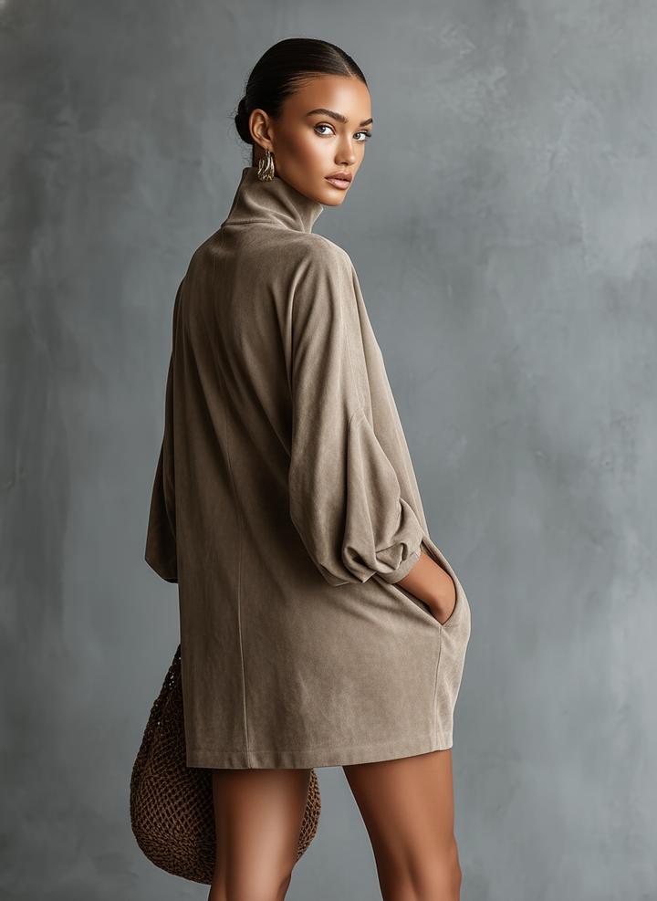 Leila | Loose-fitting Faux Suede High-neck