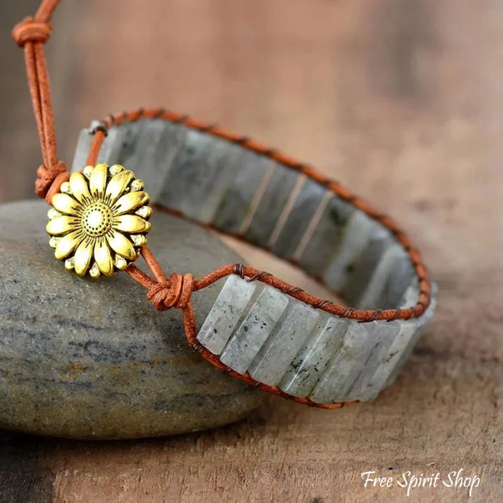 Skye | Labradorite Gemstone Leather Wrap