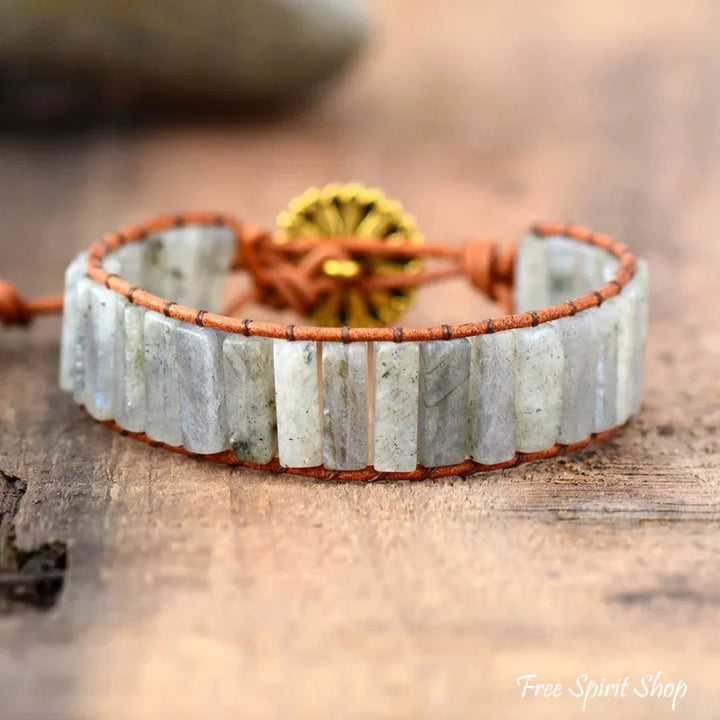 Skye | Labradorite Gemstone Leather Wrap