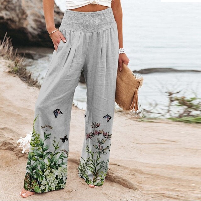 Garlie | Floral Wide Leg Pants High