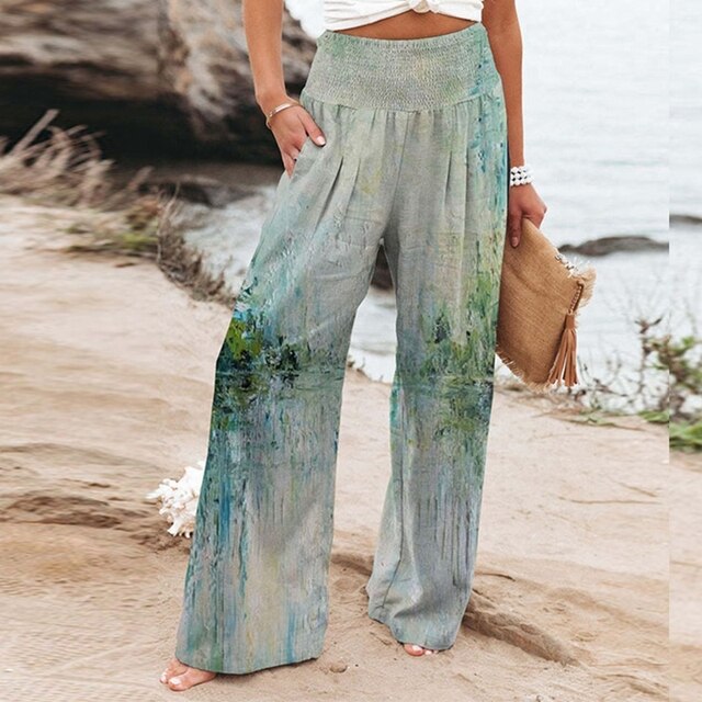Garlie | Floral Wide Leg Pants High