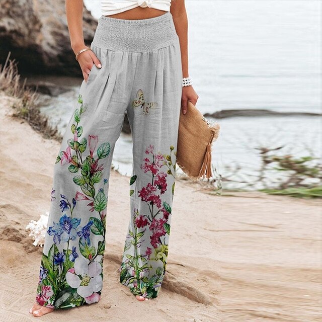 Garlie | Floral Wide Leg Pants High