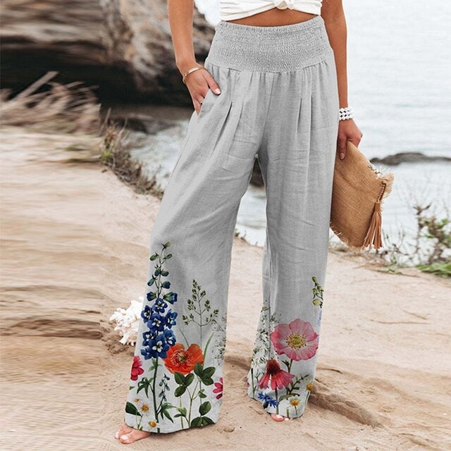 Garlie | Floral Wide Leg Pants High