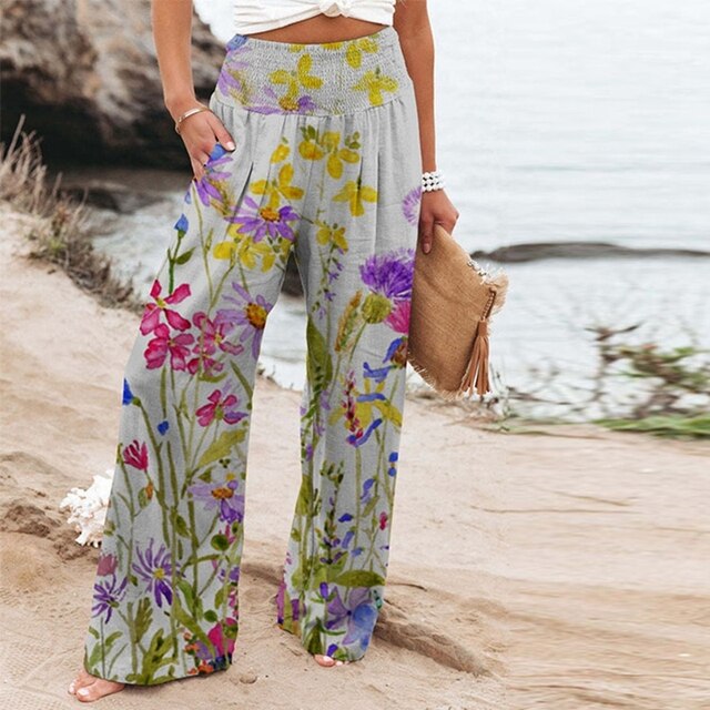 Garlie | Floral Wide Leg Pants High
