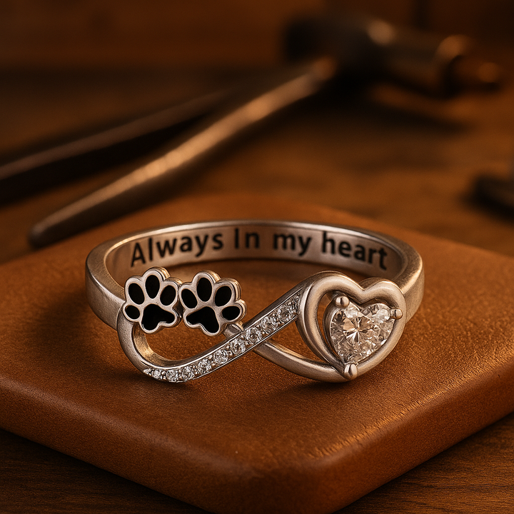 Elara | Heart Infinity Ring with Paw