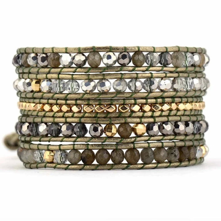 Ellie | Green Labradorite & Bronze Leather