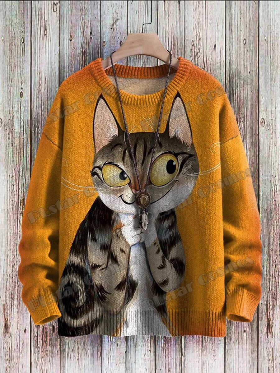 Harlequin | Abstract Cat Multicolor Pullover