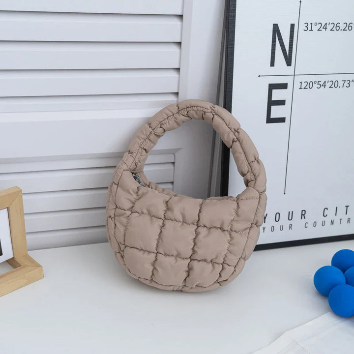 Margaret | Light Brown Mini Puffer Tote