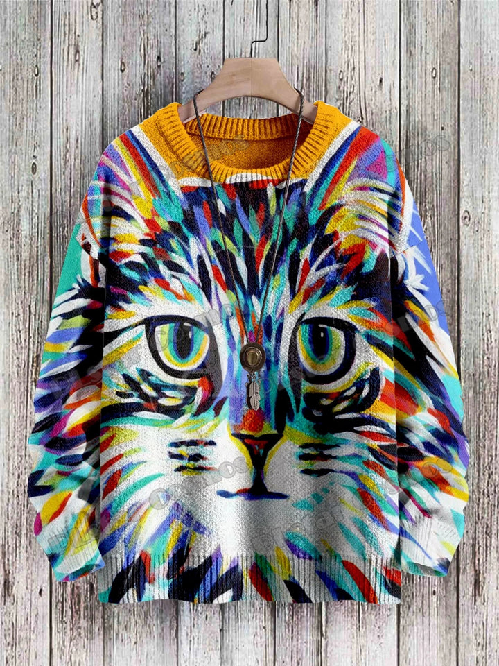 Retro | Fashion Cat 3D Knit Pullover