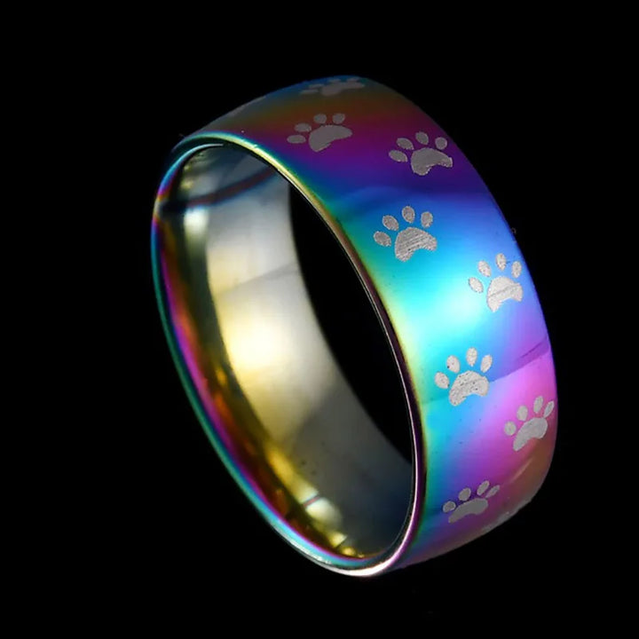 Zinnia | Rainbow Paw Print Ring