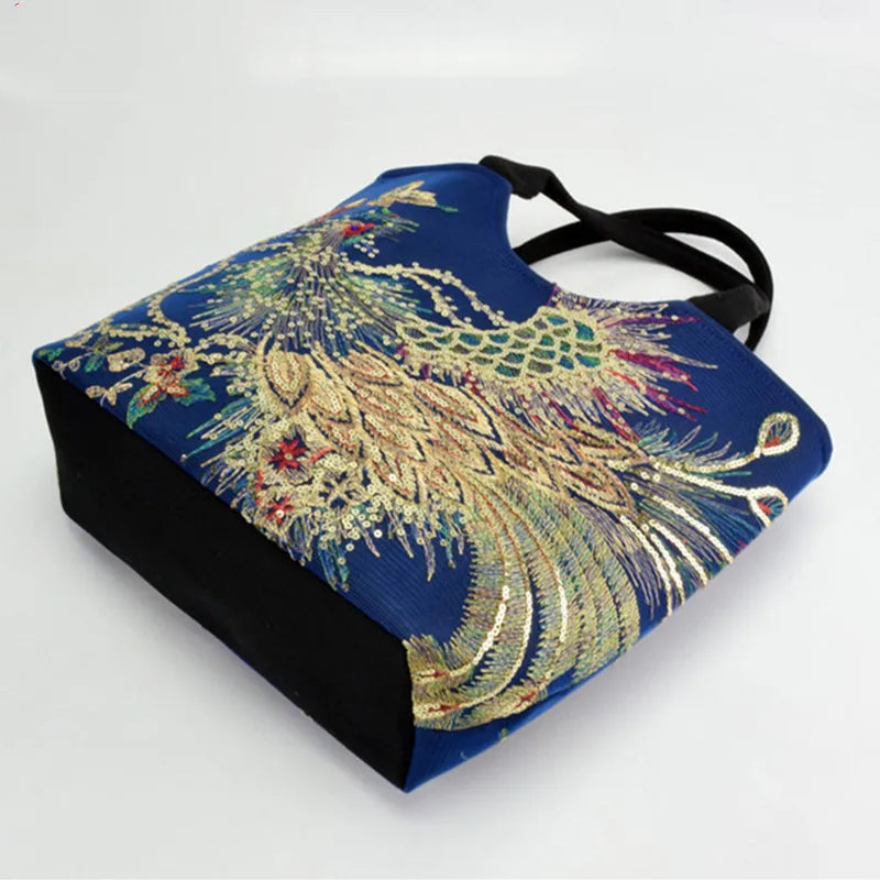Aurora | Navy Blue Sequins Ethnic Tote
