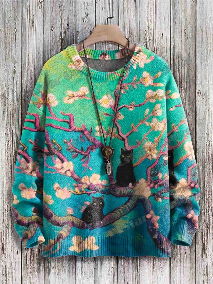 Soleil | Black Cat Sunflower Art Pullover