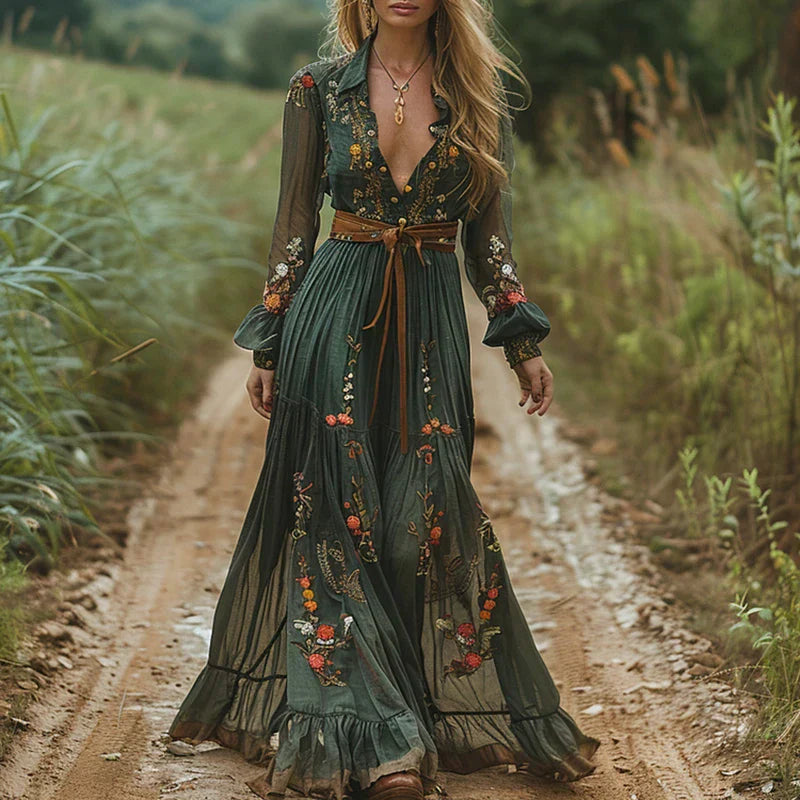 Selena | Bohemian Floral Maxi Dress