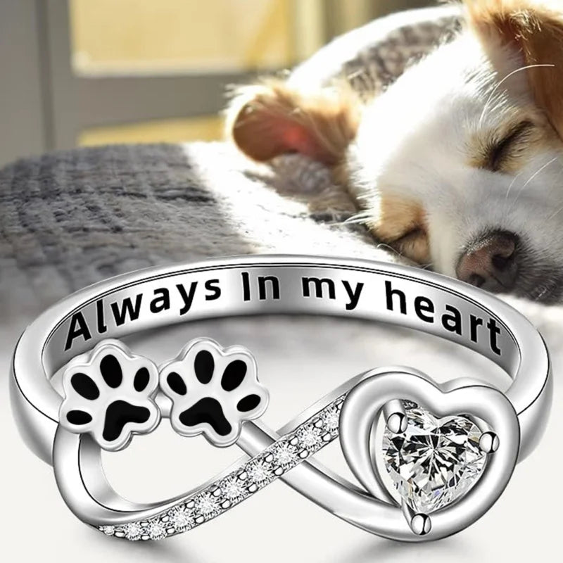 Elara | Heart Infinity Ring with Paw