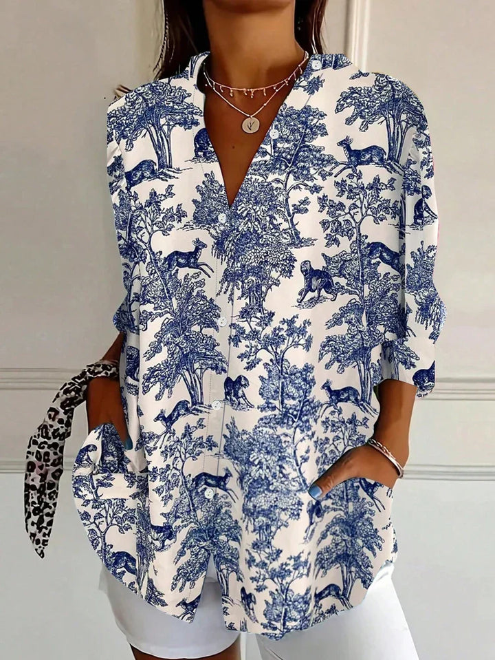 Nora | Crushed Print Button-Down Shirt