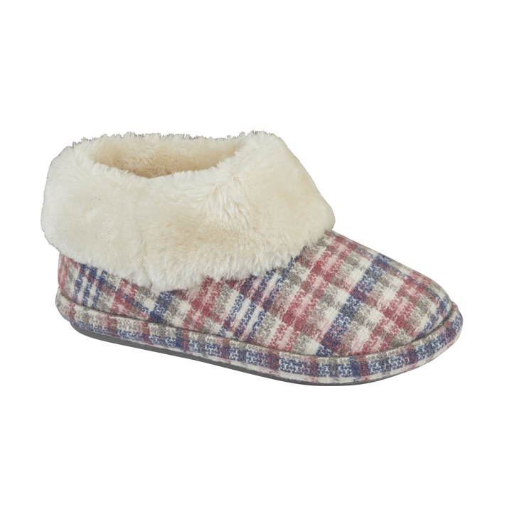 Guinevere | Pink Tartan Ankle Bootee Slippers