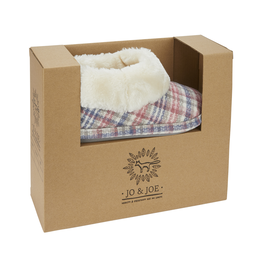 Guinevere | Pink Tartan Ankle Bootee Slippers