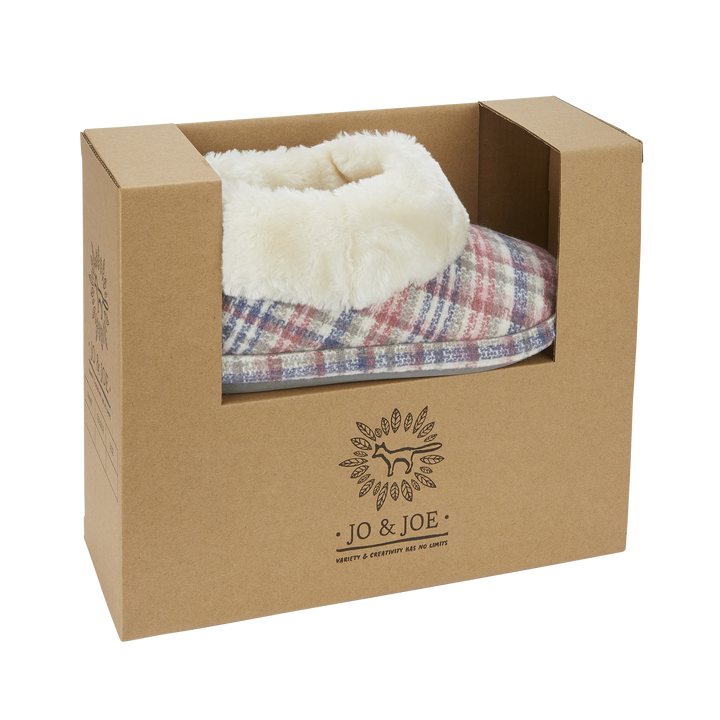 Guinevere | Pink Tartan Ankle Bootee Slippers