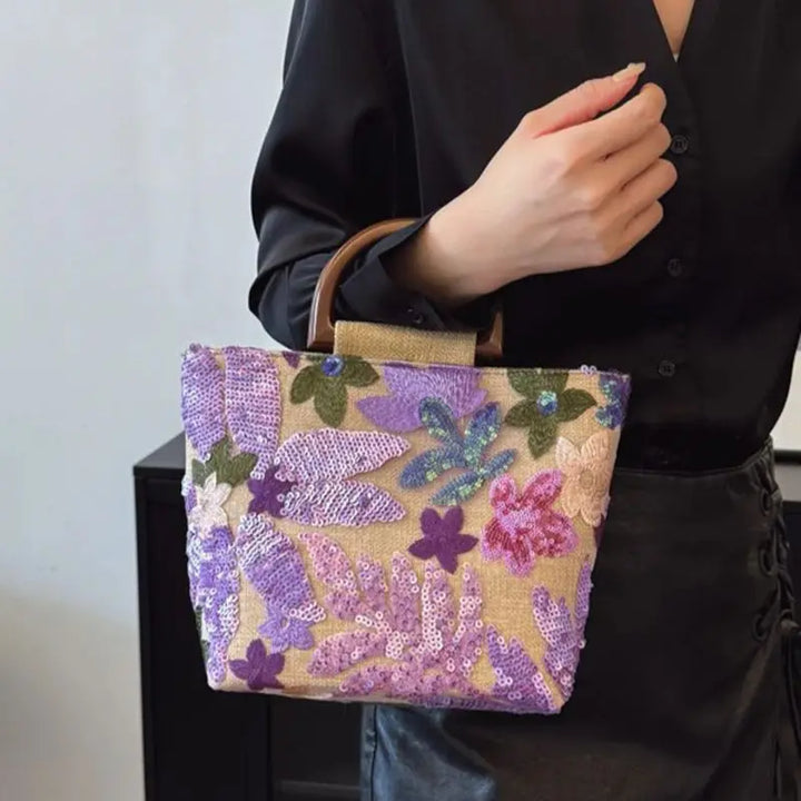 Beatrice | Purple Flower Embroidery Bag