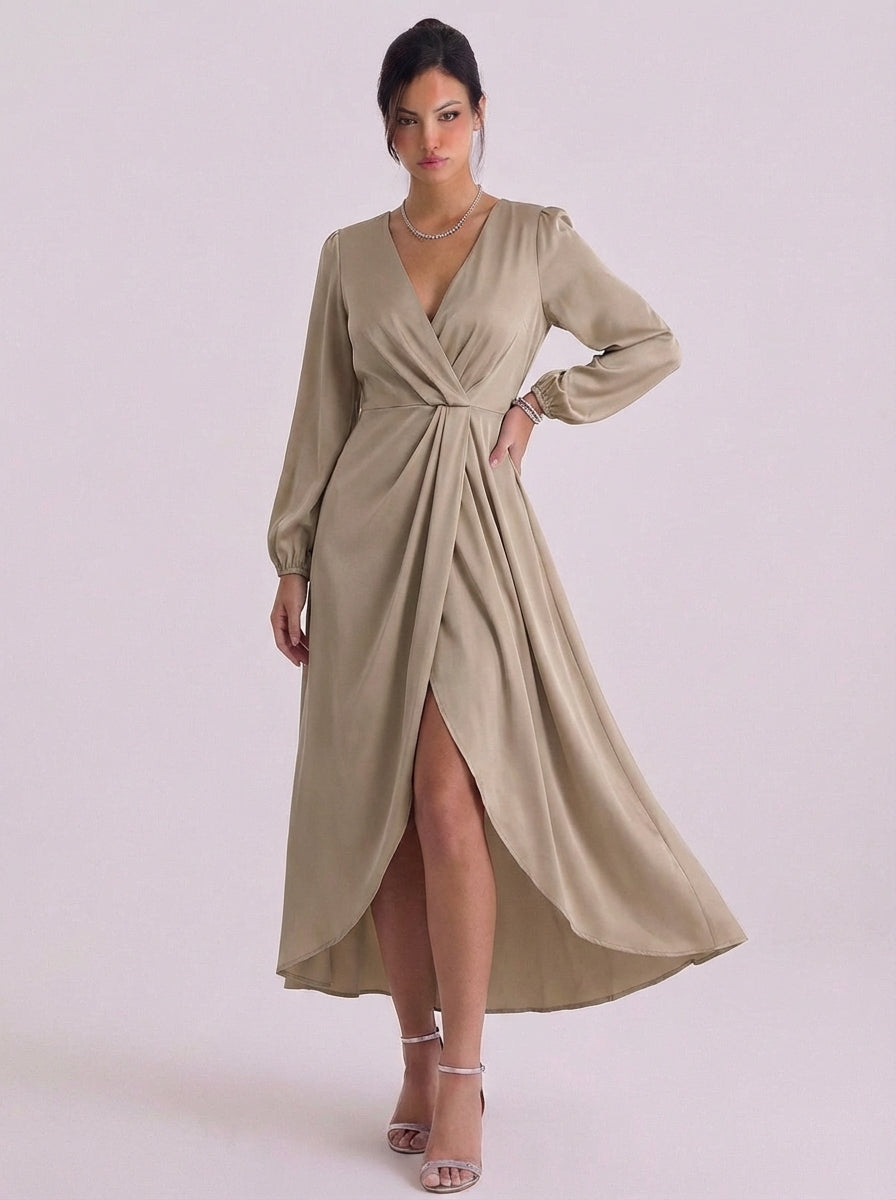 Reamonn | Chiffon Tropical Print Wrap Midi Dress